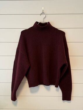Zara Burgundy Soft High Neck Knit Sweater Size M Current Style